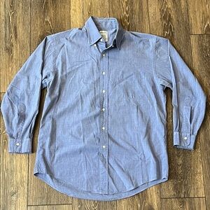 Vintage Brooks Brothers Makers Shirt Mens 15-2 Blue Relaxed Fit Made in USA